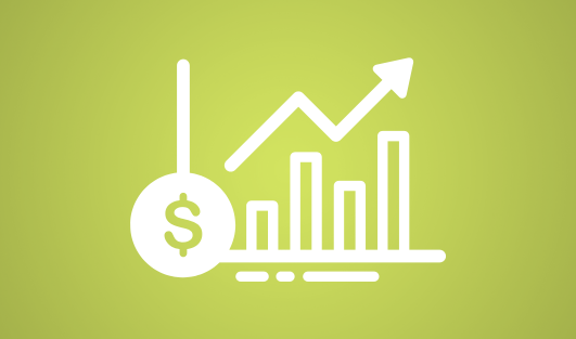 An arrow pointing up on a money graph.