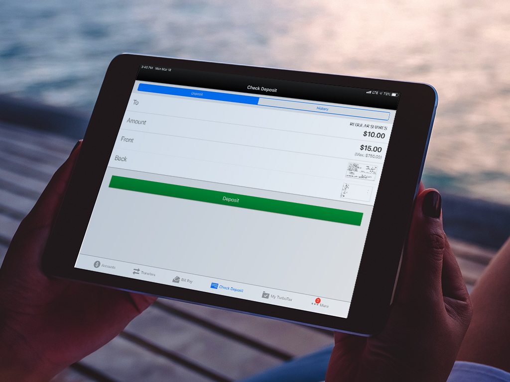 An Ipad showing ProFed's mobile account screen.