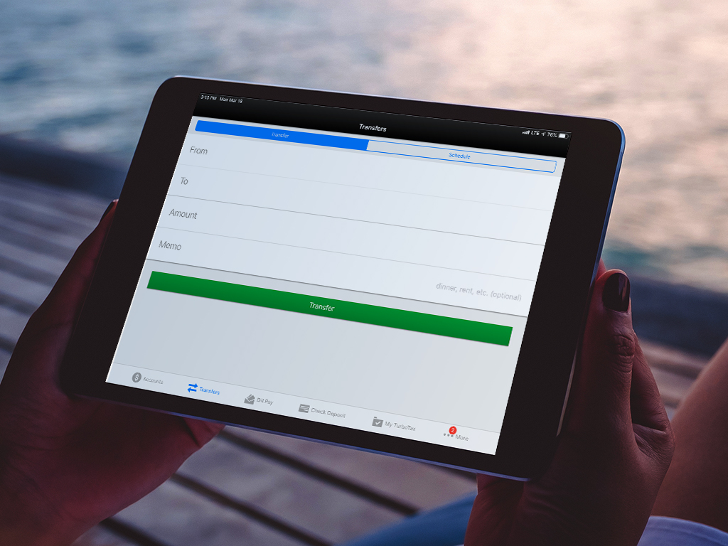 An Ipad showing Profed's mobile transfer screen.