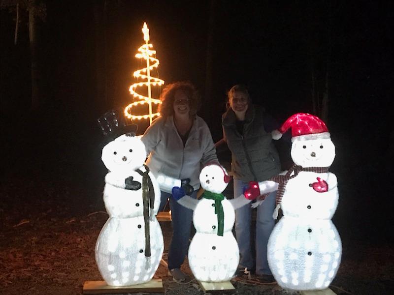 Ouabache State Park Wonderland of Lights event with light displays of snowmen and ProFed volunteers.